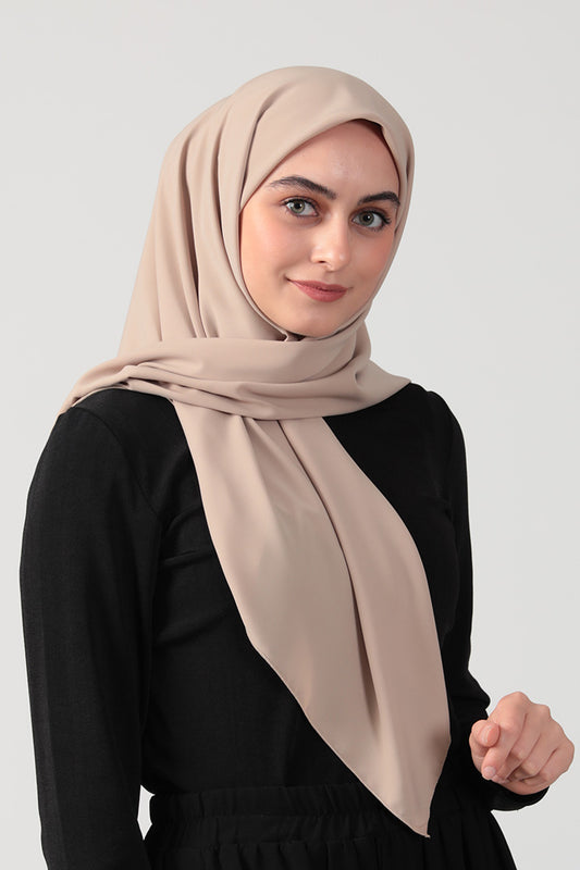 Medine İpeği Eşarp 110 x 110 cm - Koyu Bej