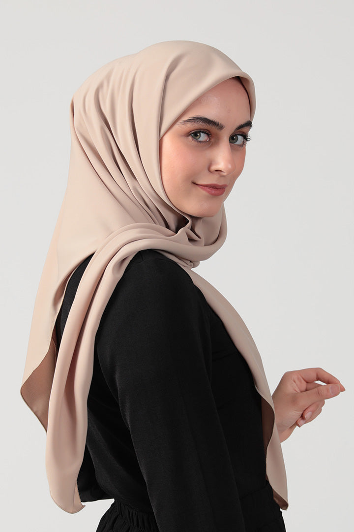 Medine İpeği Eşarp 110 x 110 cm - Koyu Bej