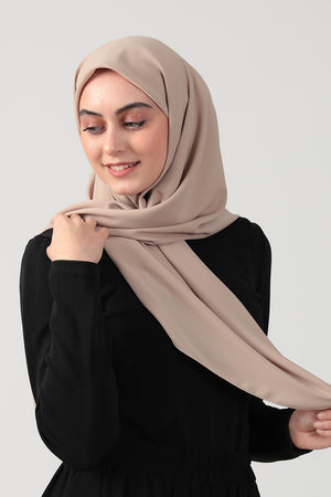 Medine İpeği Eşarp 110 x 110 cm - Koyu Bej