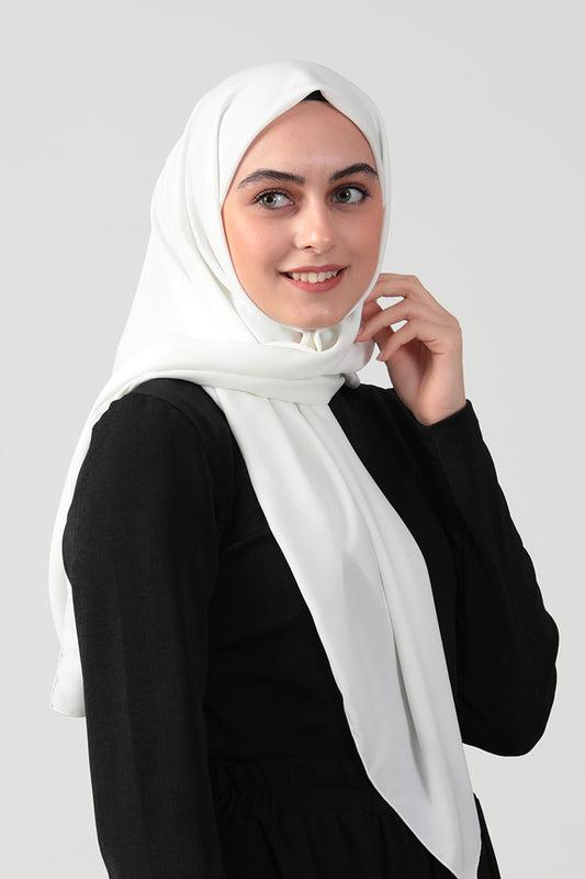 Medine İpeği Eşarp 110 x 110 cm - İnci Beyazı