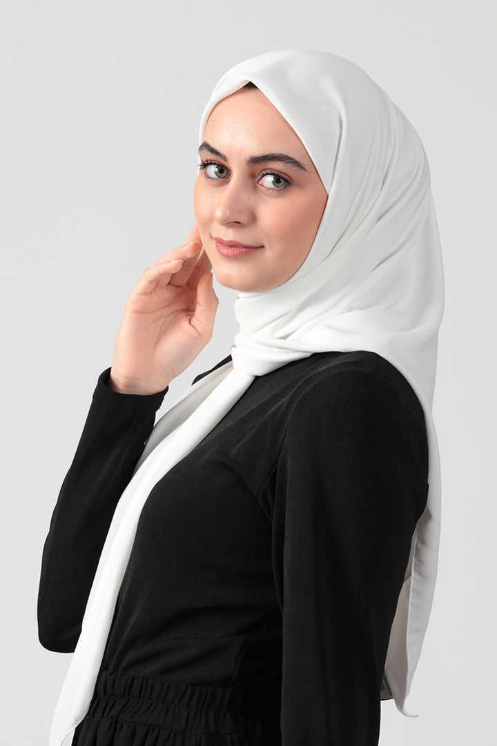 Medine İpeği Eşarp 110 x 110 cm - İnci Beyazı