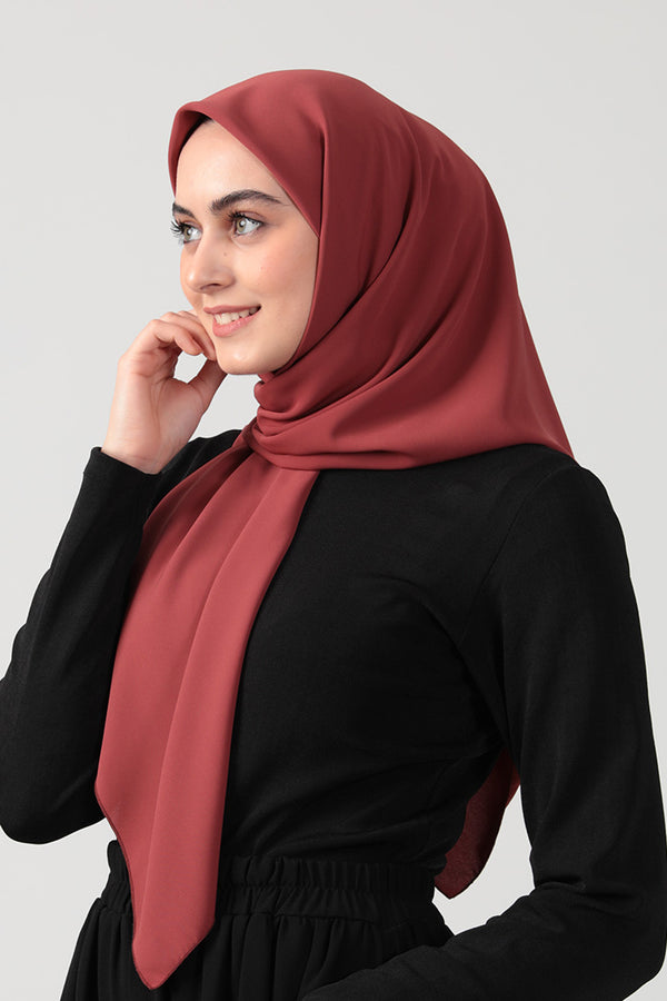 Medine İpeği Eşarp 110 x 110 cm - Kiremit