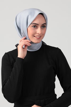 Pamuk İpek Eşarp - Düz Renk - Gri