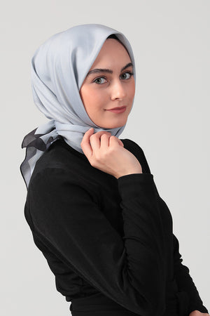 Pamuk İpek Eşarp - Düz Renk - Gri