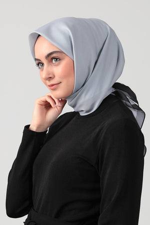 Pamuk İpek Eşarp - Düz Renk - Gri