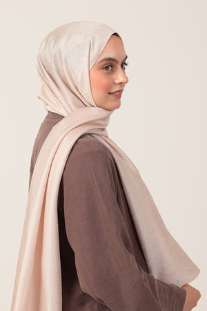 İpeksi Çift Taraflı Jakar Şal - Mandala Desen - Latte