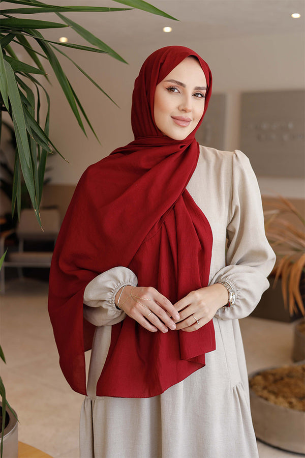 Soft Jakar Şal - Düz - Bordo