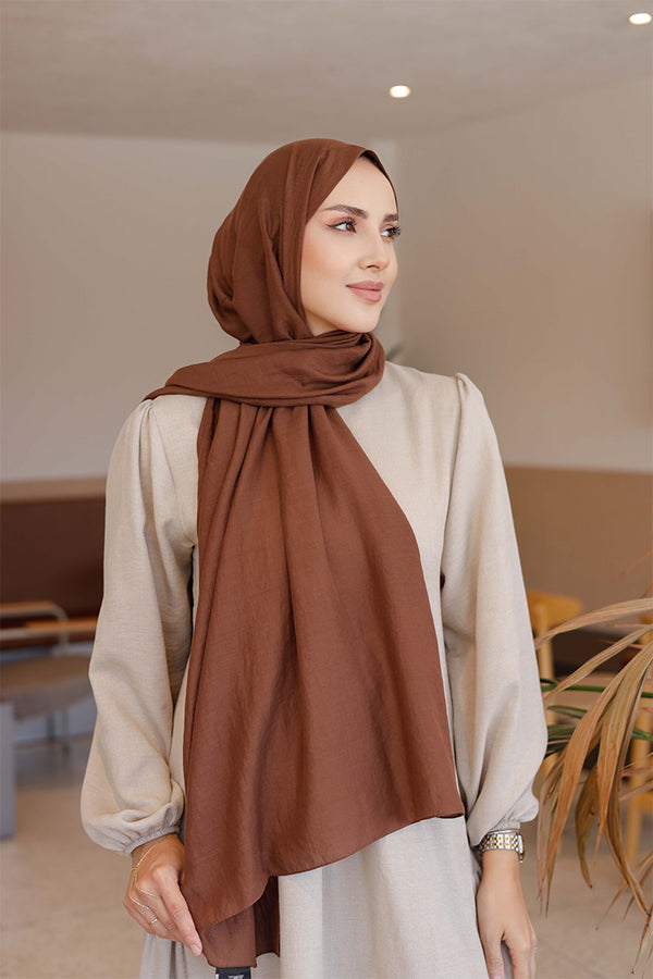 Soft Jakar Şal - Düz - Acı Kahve