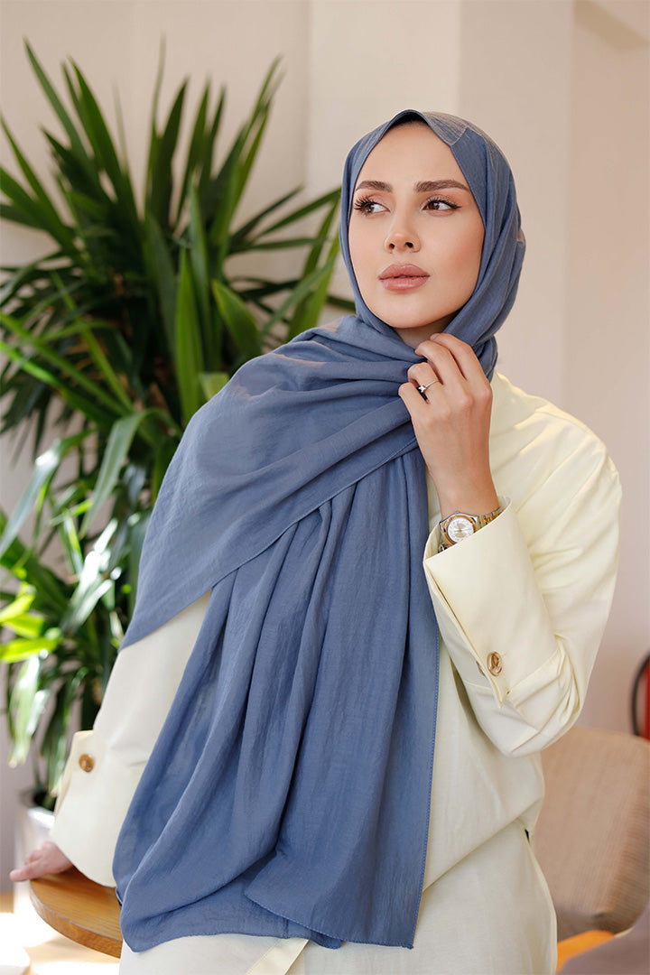 Soft Jakar Şal - Düz - İndigo
