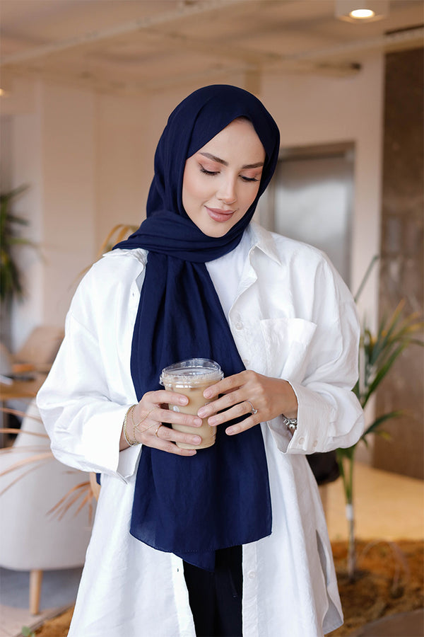 Soft Jakar Şal - Düz - Lacivert