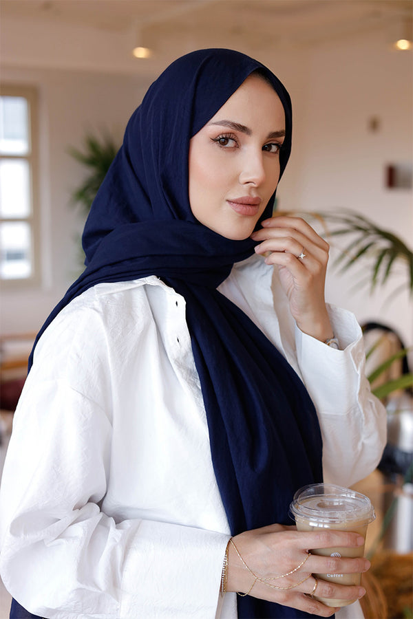 Soft Jakar Şal - Düz - Lacivert