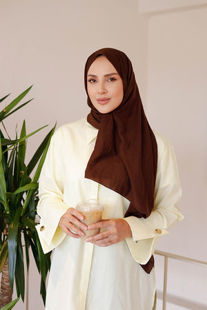 Soft Jakar Şal - Düz - Kahverengi