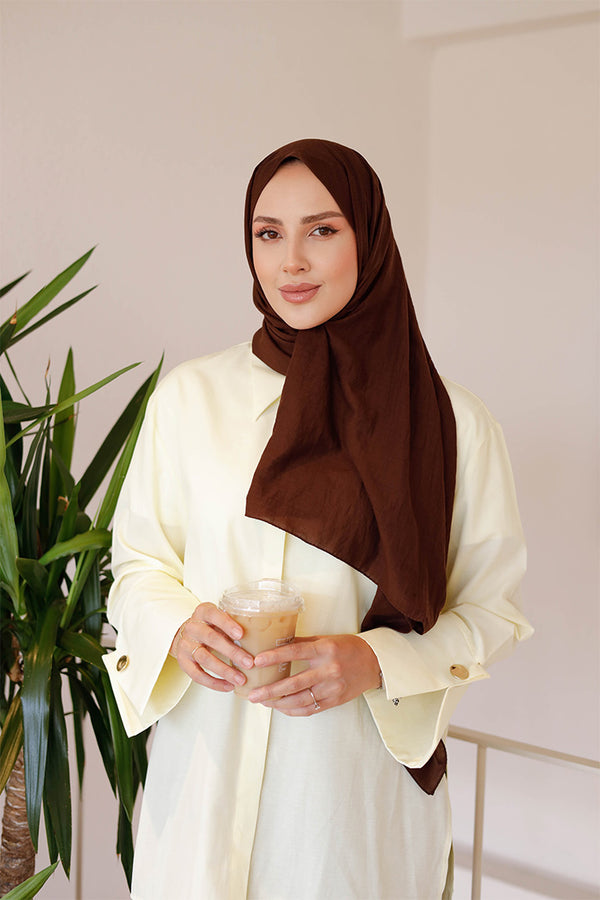 Soft Jakar Şal - Düz - Kahverengi