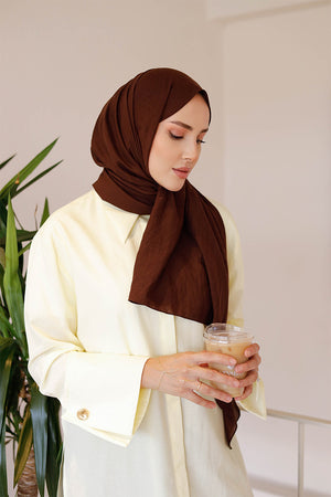 Soft Jakar Şal - Düz - Kahverengi