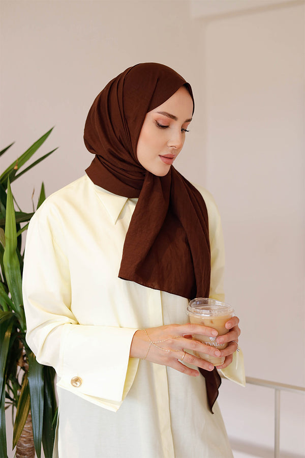 Soft Jakar Şal - Düz - Kahverengi