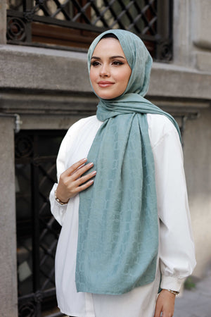 Soft Jakar Şal - Zincir Desen - Mint Yeşili