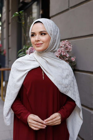 Soft Jakar Şal - Zincir Desen - Açık Taş