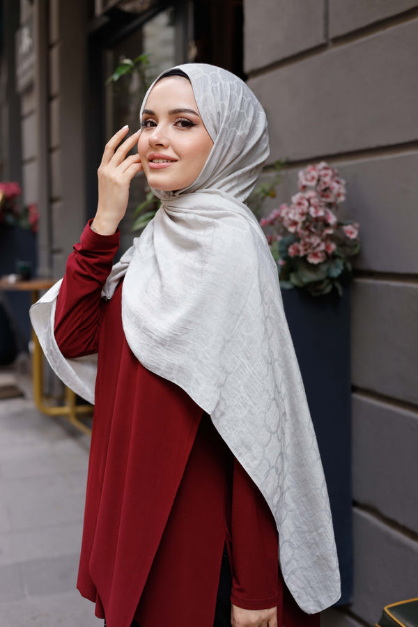 Soft Jakar Şal - Zincir Desen - Açık Taş