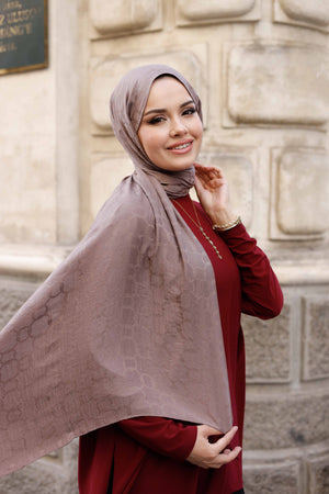 Soft Jakar Şal - Zincir Desen - Mocha