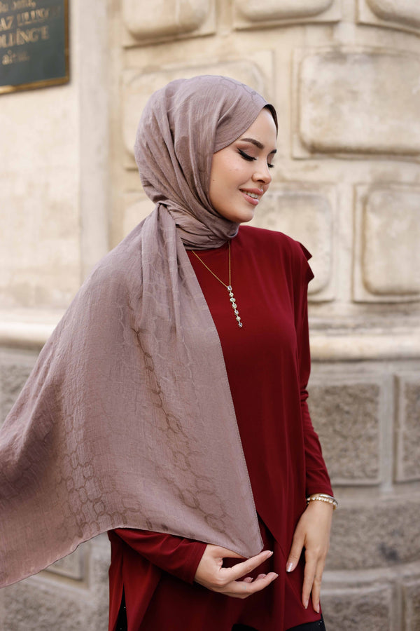 Soft Jakar Şal - Zincir Desen - Mocha