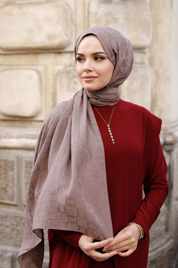 Soft Jakar Şal - Zincir Desen - Mocha