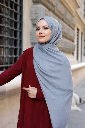 Soft Jakar Şal - Zincir Desen - Antrasit Mavi