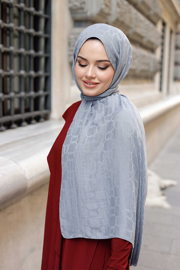 Soft Jakar Şal - Zincir Desen - Antrasit Mavi