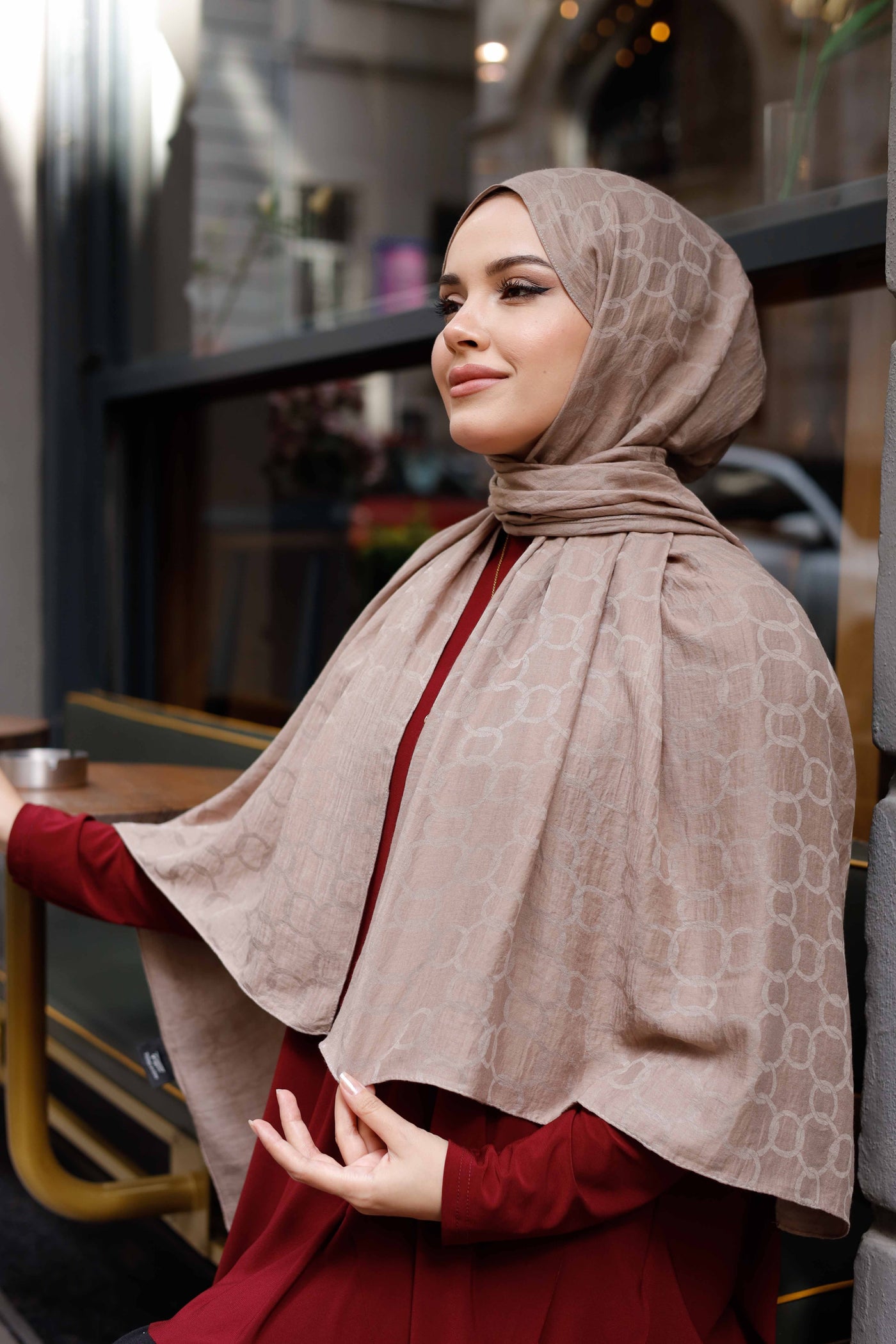 Soft Jakar Şal - Zincir Desen - Vizon