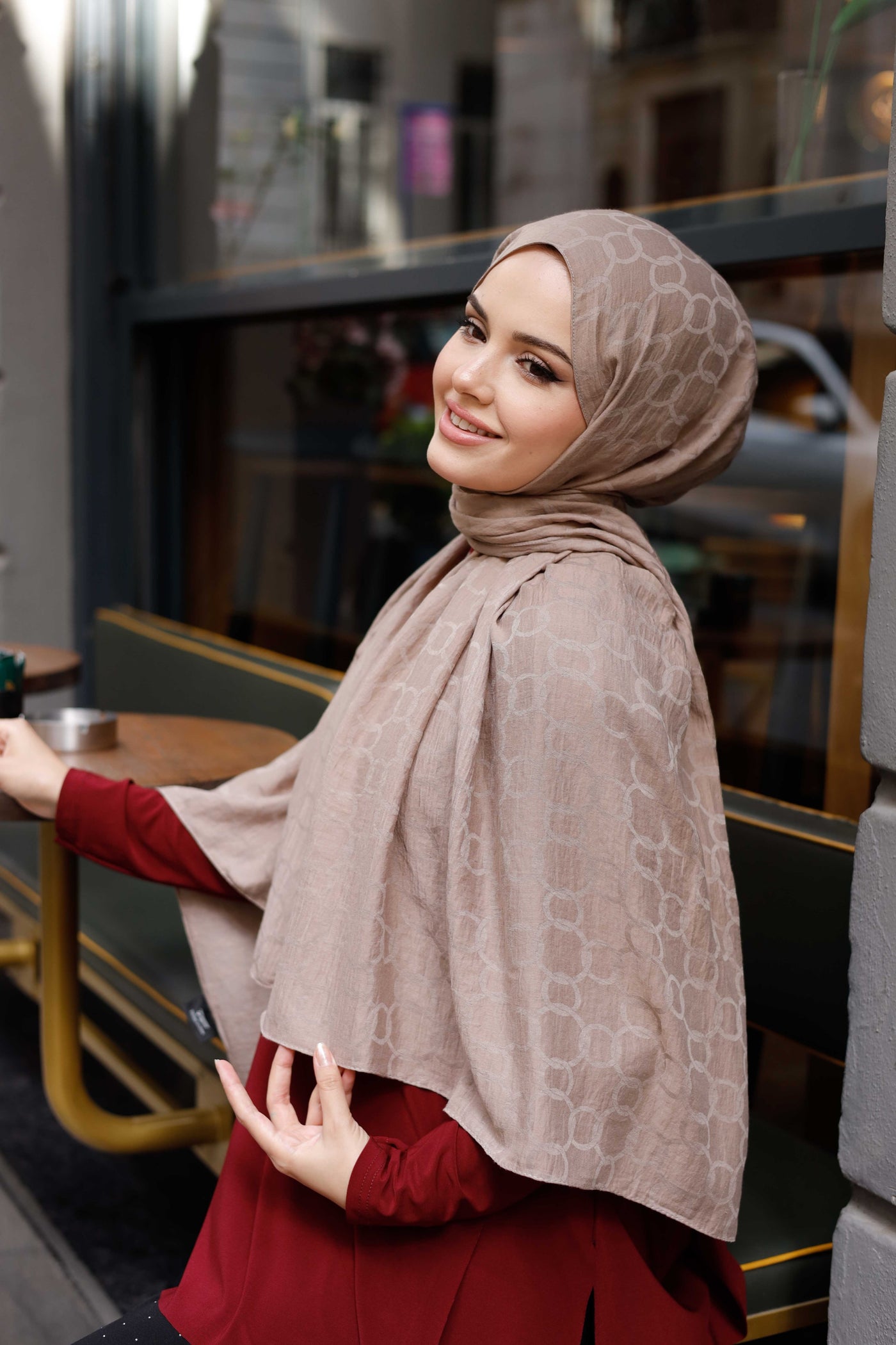 Soft Jakar Şal - Zincir Desen - Vizon