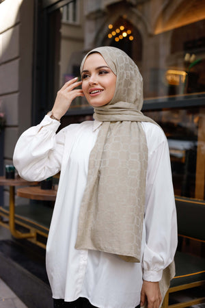 Soft Jakar Şal - Zincir Desen - Bej