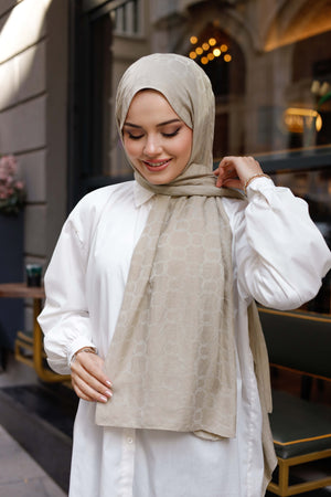 Soft Jakar Şal - Zincir Desen - Bej