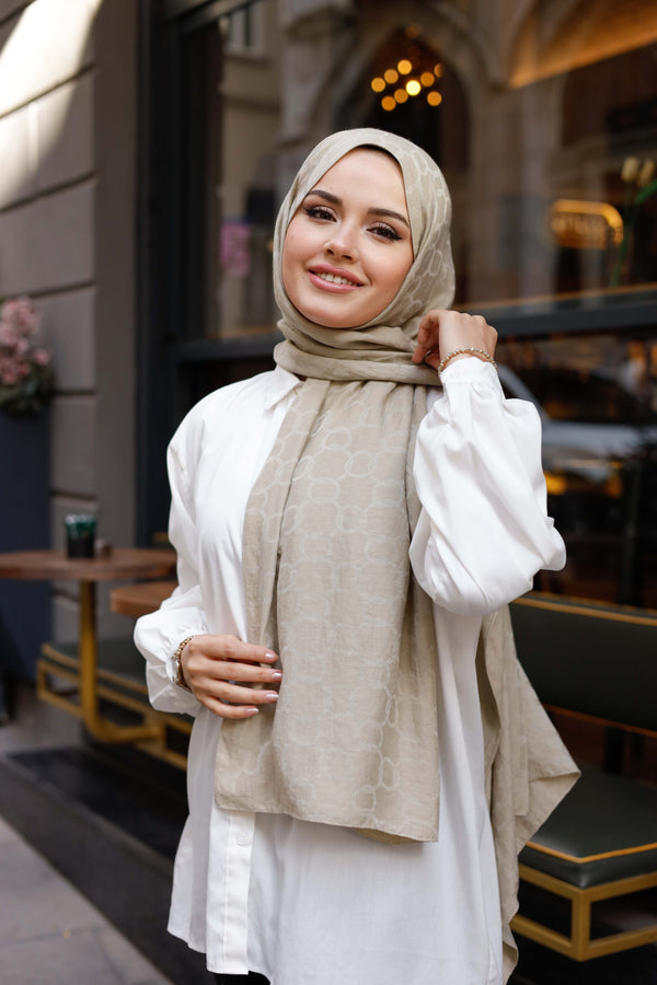 Soft Jakar Şal - Zincir Desen - Bej