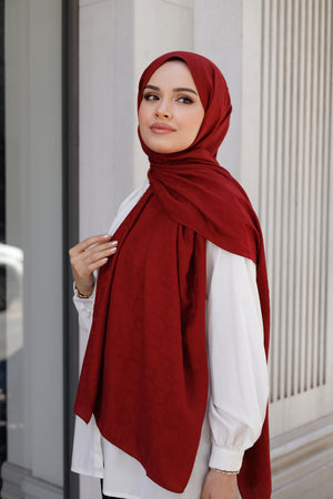 Soft Jakar Şal - Zincir Desen - Bordo