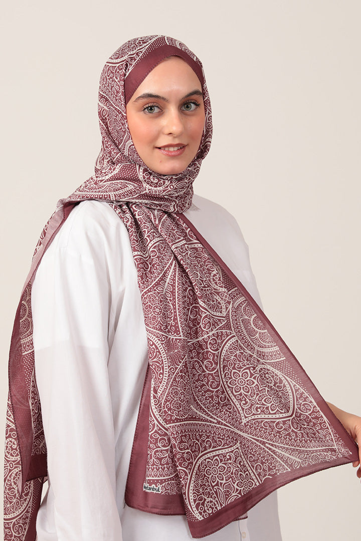 Pamuk İpek Şal - Sarmaşık Desen - Marshall