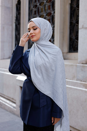 Soft Jakar Şal - Zincir Desen - Buz Beyazı