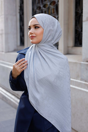 Soft Jakar Şal - Zincir Desen - Buz Beyazı