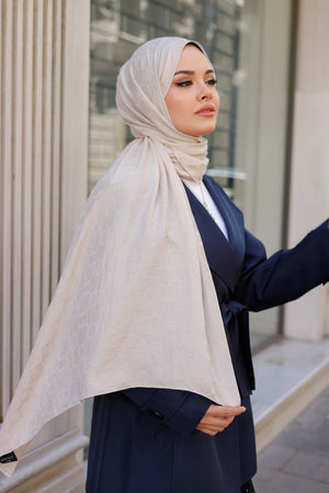 Soft Jakar Şal - Zincir Desen - Latte