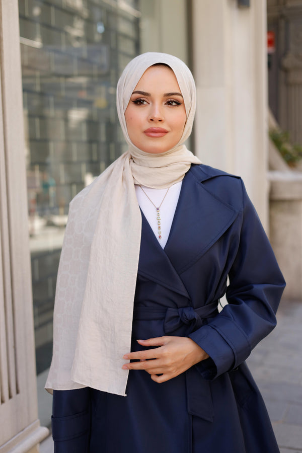 Soft Jakar Şal - Zincir Desen - Latte