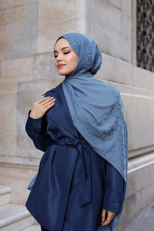 Soft Jakar Şal - Zincir Desen - İndigo