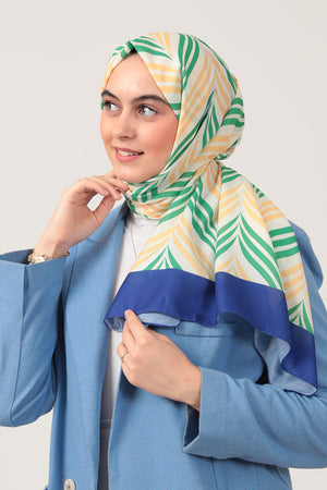 Pamuk İpek Şal - Başak Desen - Fıstık