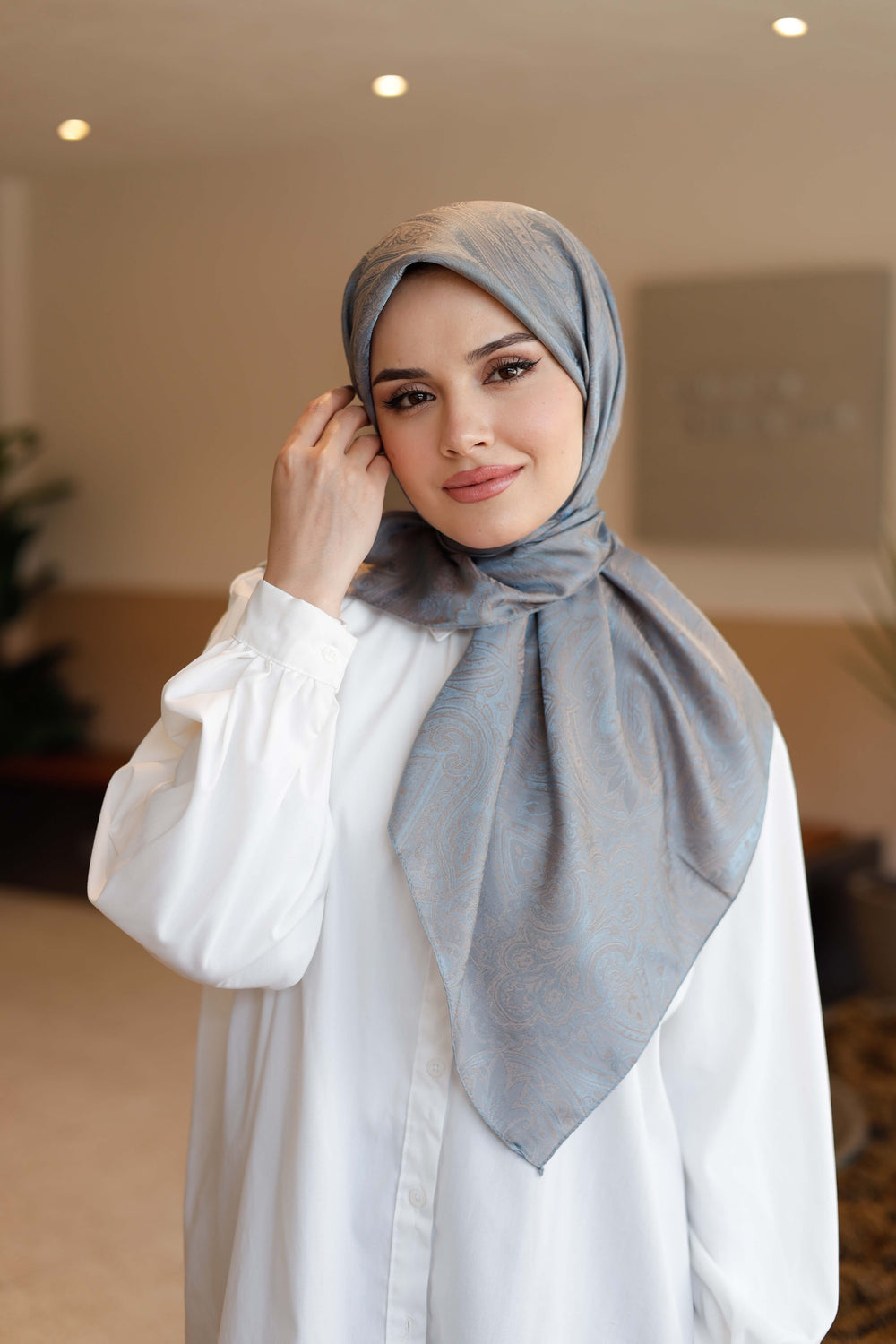 İpeksi Çift Taraflı Jakar Eşarp - Duman Grisi