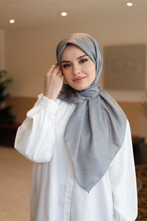 İpeksi Çift Taraflı Jakar Eşarp - Duman Grisi