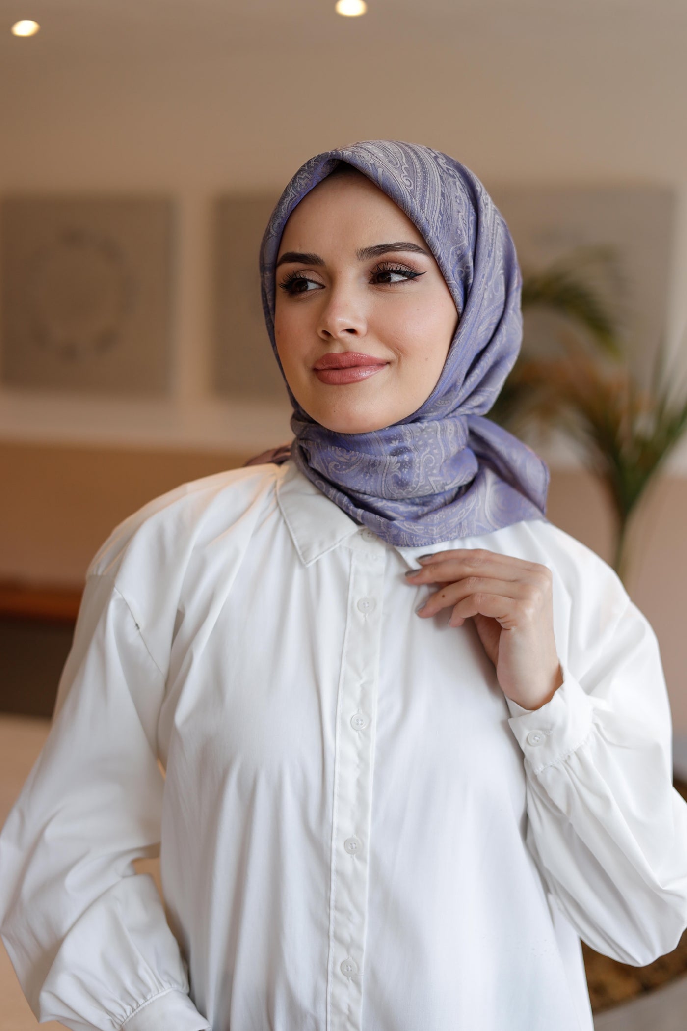 İpeksi Çift Taraflı Jakar Eşarp - Lavanta