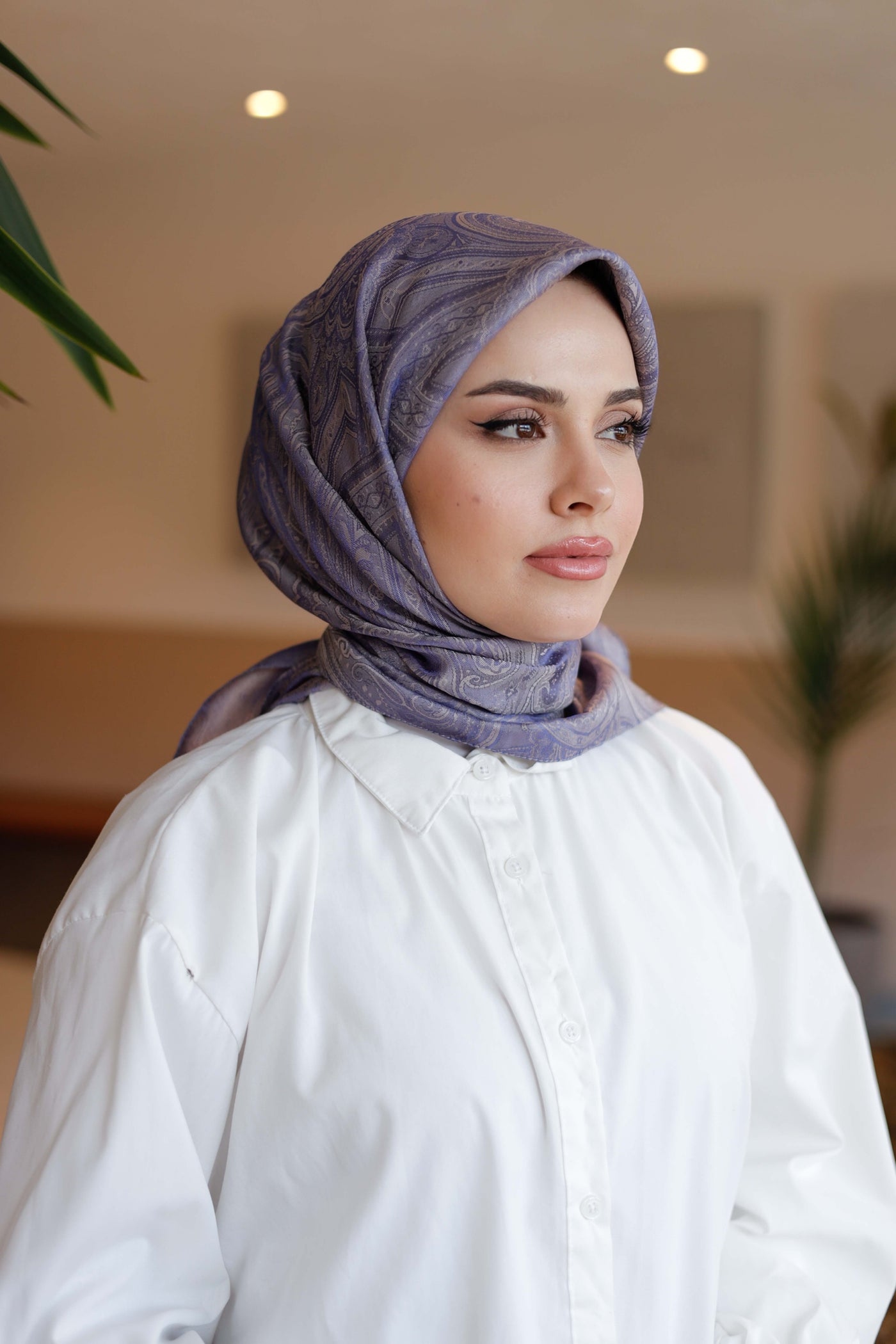 İpeksi Çift Taraflı Jakar Eşarp - Lavanta