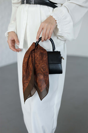 %100 Organik Pamuk Fular - Şal Desen - Tarçın