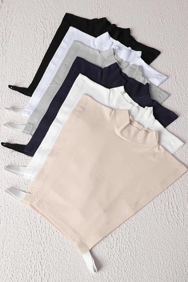 6'lı Tesettür Boyunluk - (Siyah - Beyaz - Gri - Lacivert - Ekru - Vizon)