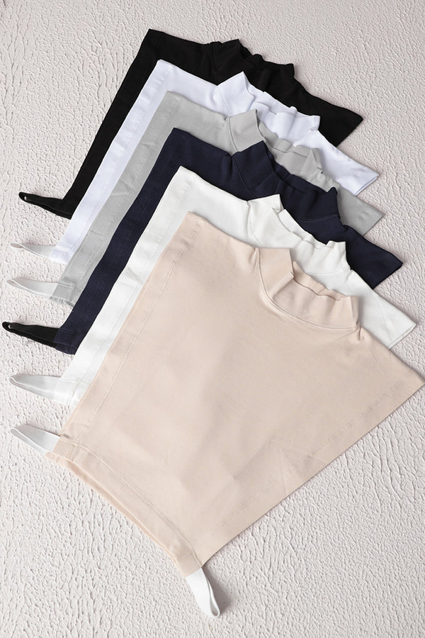 6'lı Tesettür Boyunluk - (Siyah - Beyaz - Gri - Lacivert - Ekru - Vizon)