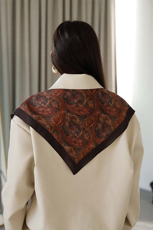 %100 Organik Pamuk Fular - Şal Desen - Bordo Kahve