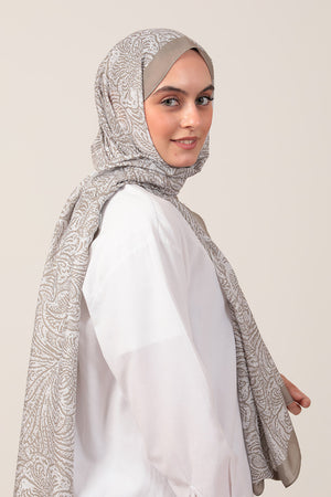 Pamuk İpek Şal - Lalezar Desen - Taş