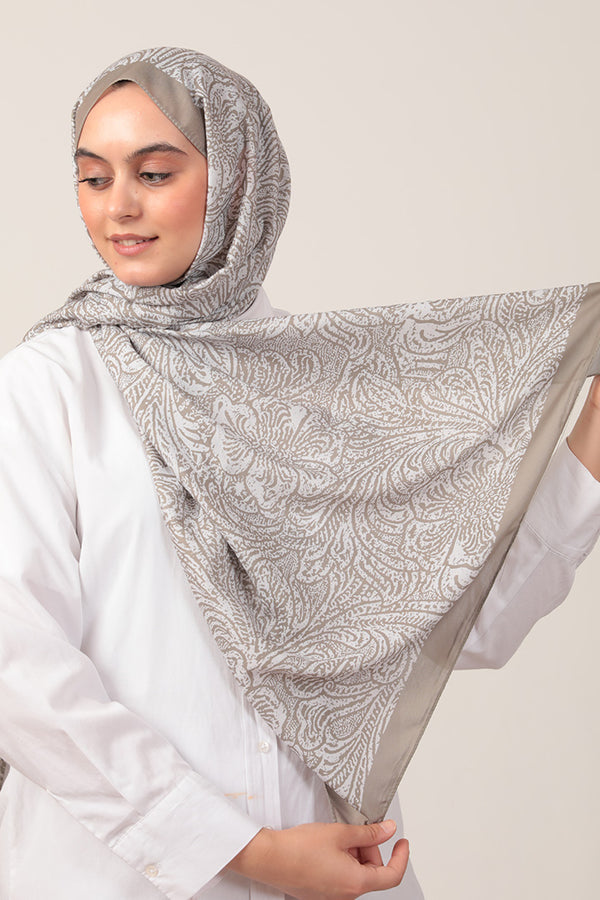 Pamuk İpek Şal - Lalezar Desen - Taş